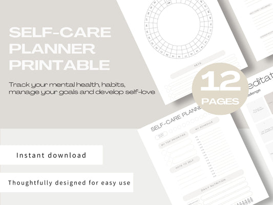 Self-Care Planner , Self-Love Journal , Mental Health Worksheet, Mindfulness Journal , Wellness Bundle iPad Planner A4 PDF Printable Inserts