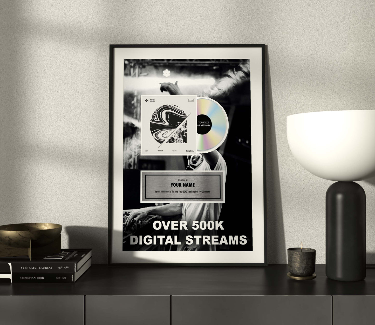 Custom streaming award , Personalised Award Trophy Award Plaque, Music Award With Engravable Plate  , Link and Album Cover, Friendship Gift