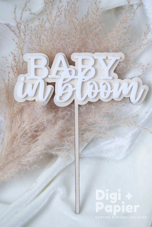 Pregnancy Reveal,Announcement,Wooden,Laser Cut ,Baby shower cake sign,Babyshower,Baby in Bloom,Cake Topper,gender reveal,babe shower acrylic