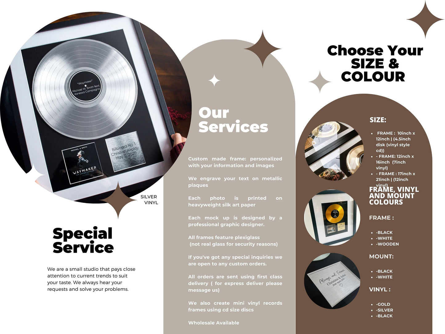Gold Vinyl Record , 10 Year Anniversary Gift for Husband , Custom Vinyl Record , Custom Plaque for Music Lovers , Vinyl Record for Memorial