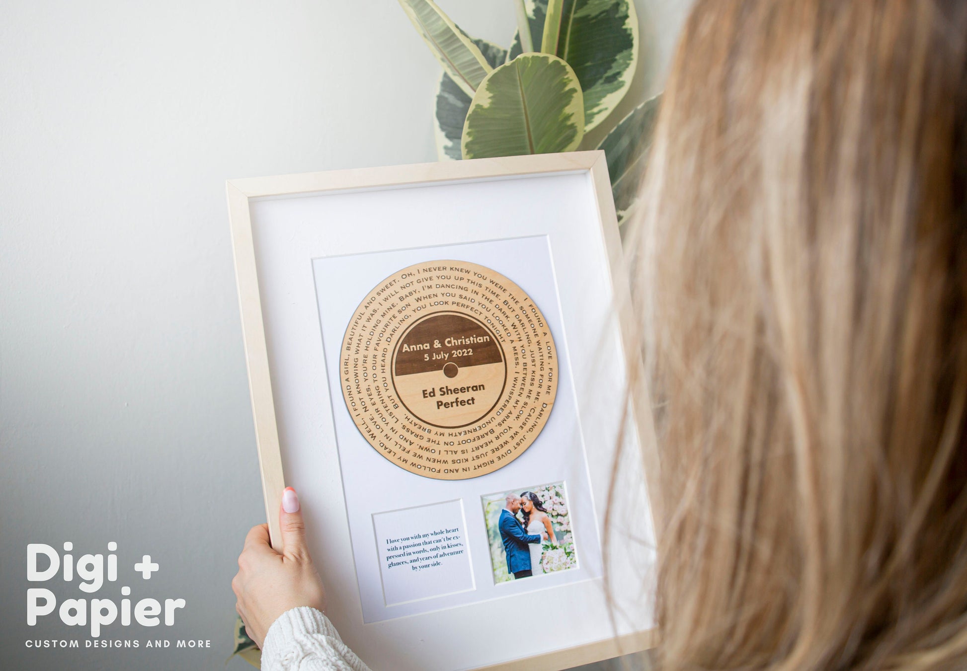 Vinyl Record Art Frame, Wooden Engraved Wall Art, Vinyl Engraved Gift, Personalised Record Gift , Custom Music Gift Unique , Song Lyrics