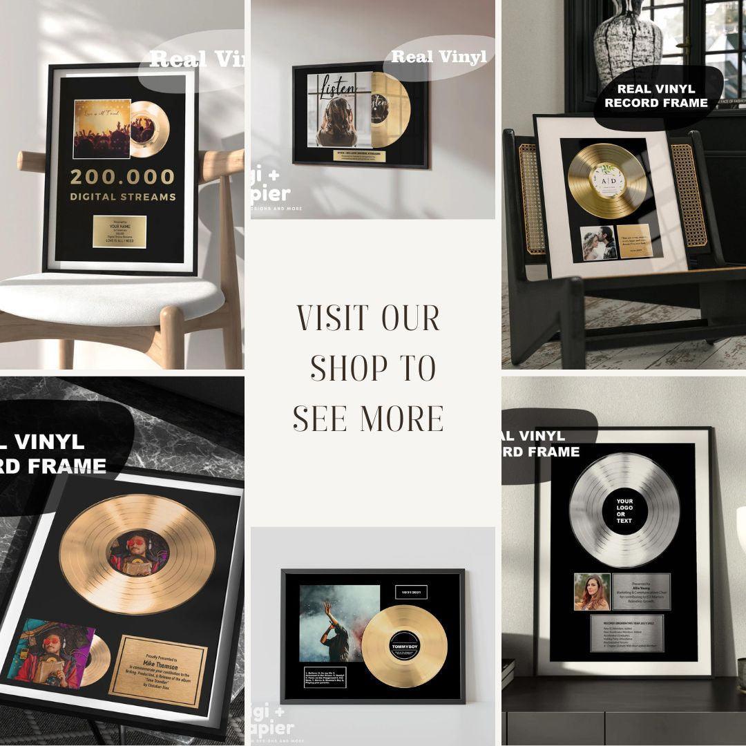Custom Award Plaque , streaming Goal Gift , Gold Vinyl Recognition Award , Award for Musicians, Singers, Artists, Producers