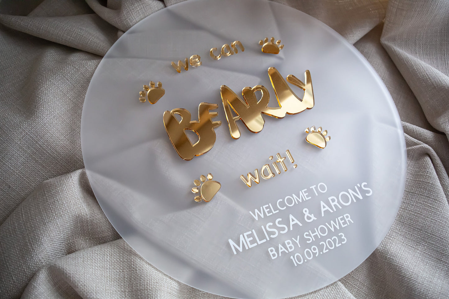 We Can Bearly Wait | Boy Shower Invitation | Bear Balloon Baby Shower Sign | Gender Neutral Baby Shower | Bear Theme Baby Shower | Acrylic