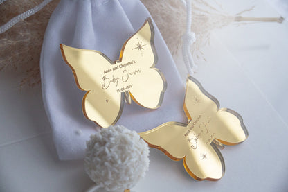 Gold Mirror Butterfly Magnets |Sweet 16 Gift | Wedding Party Favors | Baby Shower Favor | Mis Quince 15 Favor | Baby Welcoming