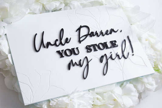 Personalised Here Comes Your Bride Wedding | Banner Sign | Page Boy Sign | Flower Girl Sign |  Uncle, Daddy | Wedding Aisle Decor