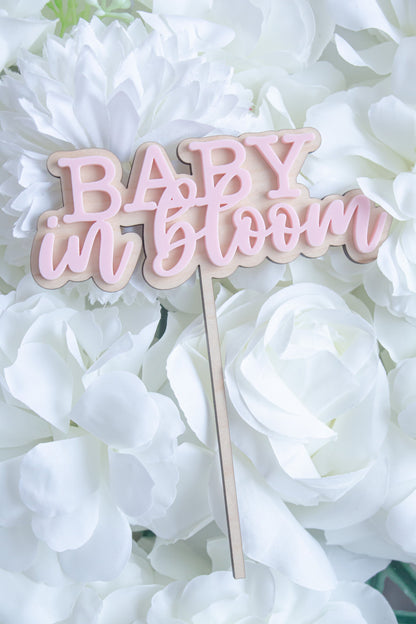 Pregnancy Reveal,Announcement,Wooden,Laser Cut ,Baby shower cake sign,Babyshower,Baby in Bloom,Cake Topper,gender reveal,babe shower acrylic