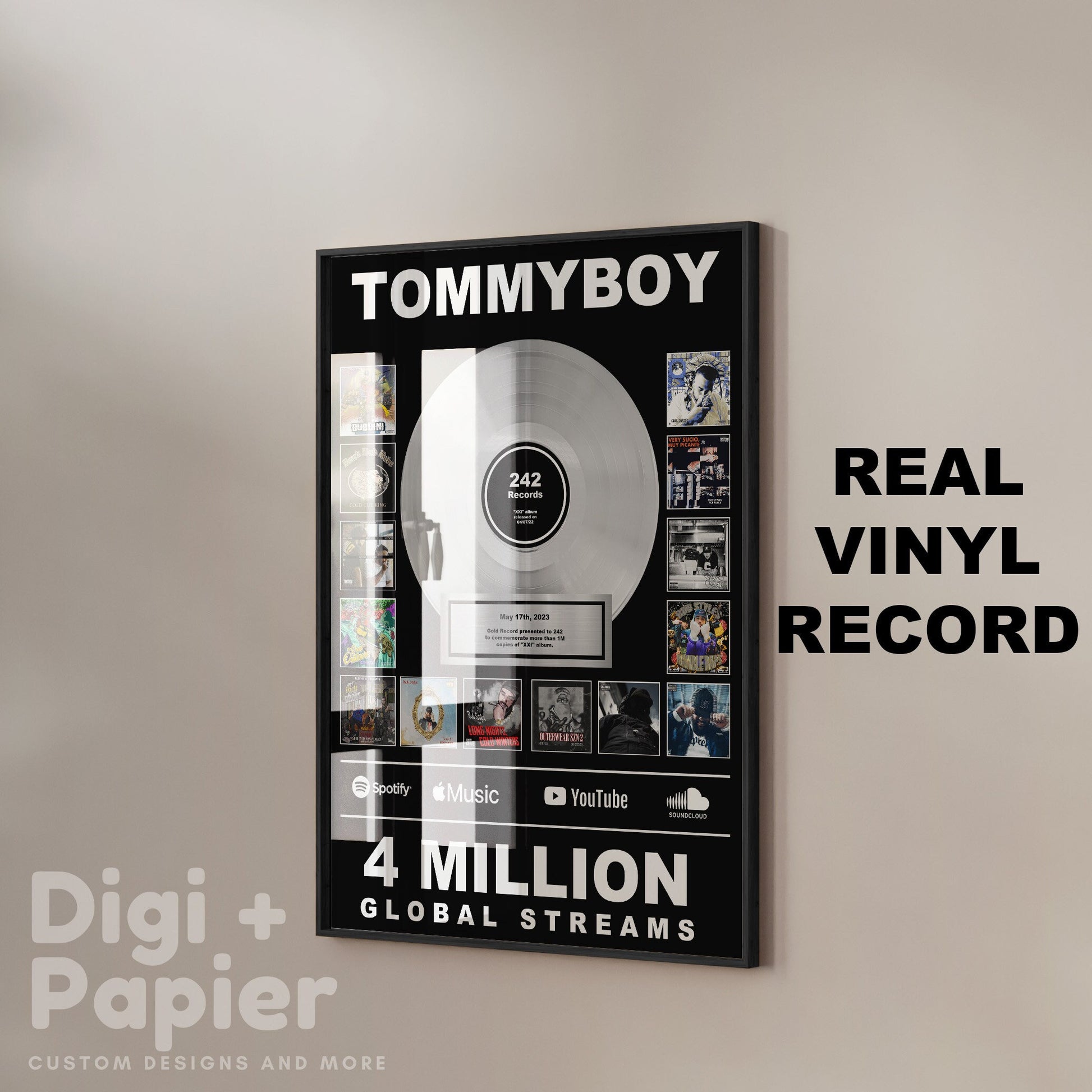 Father's Day Gifts | Custom Gold Vinyl Record Frame | Record Display Gift for Music Lover | Gold Vinyl Record | Mens Birthday Gift | New Dad
