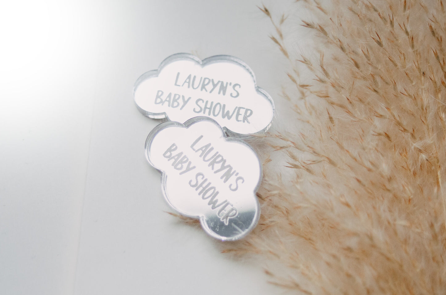 Custom Cloud Gift Tags for Baby Shower, Party Favour Tags, Favor Tags, Cloud, Minimal,Custom Acrylic Mirror Personalised , Lettering Name