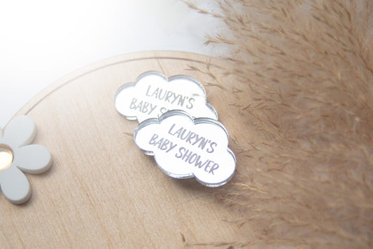 Custom Cloud Gift Tags for Baby Shower, Party Favour Tags, Favor Tags, Cloud, Minimal,Custom Acrylic Mirror Personalised , Lettering Name